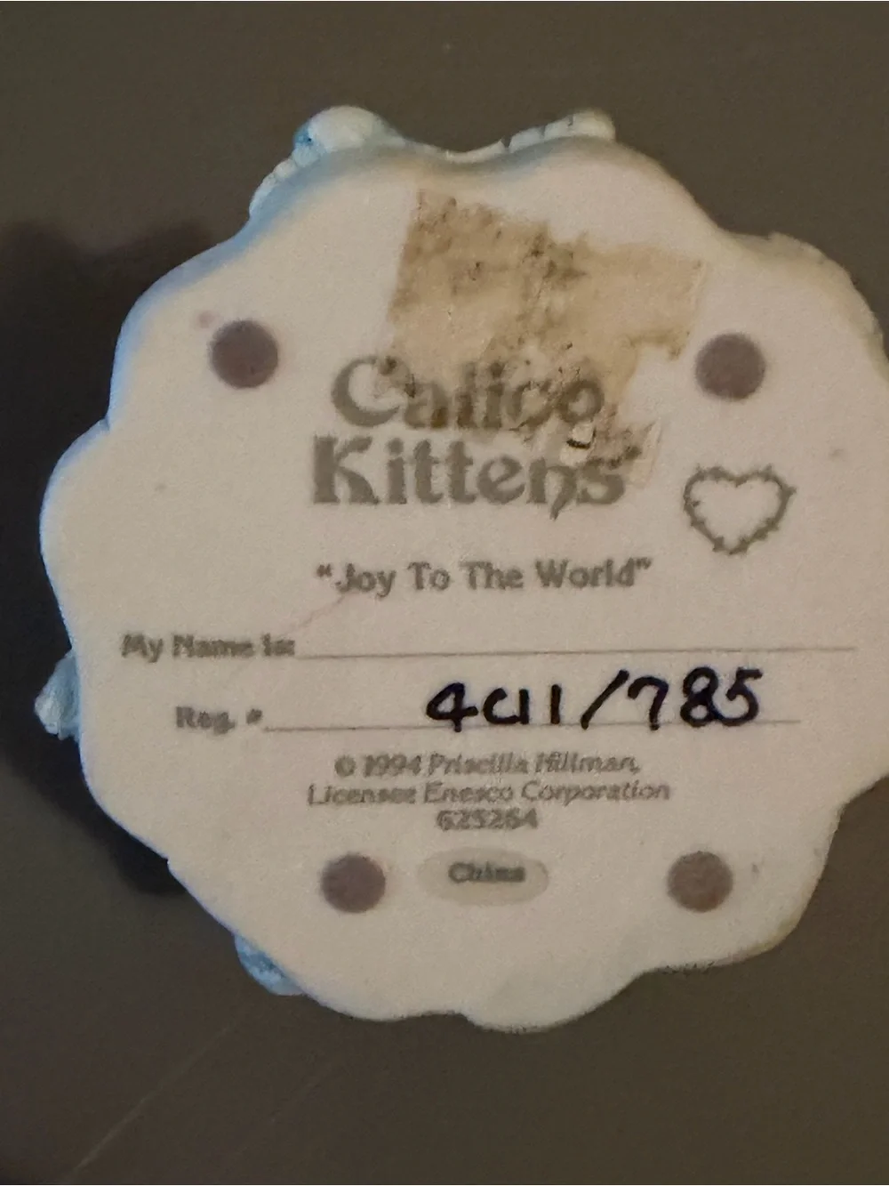 Vintage Calico Kittens “Joy To The World” Angel Cat Figurine